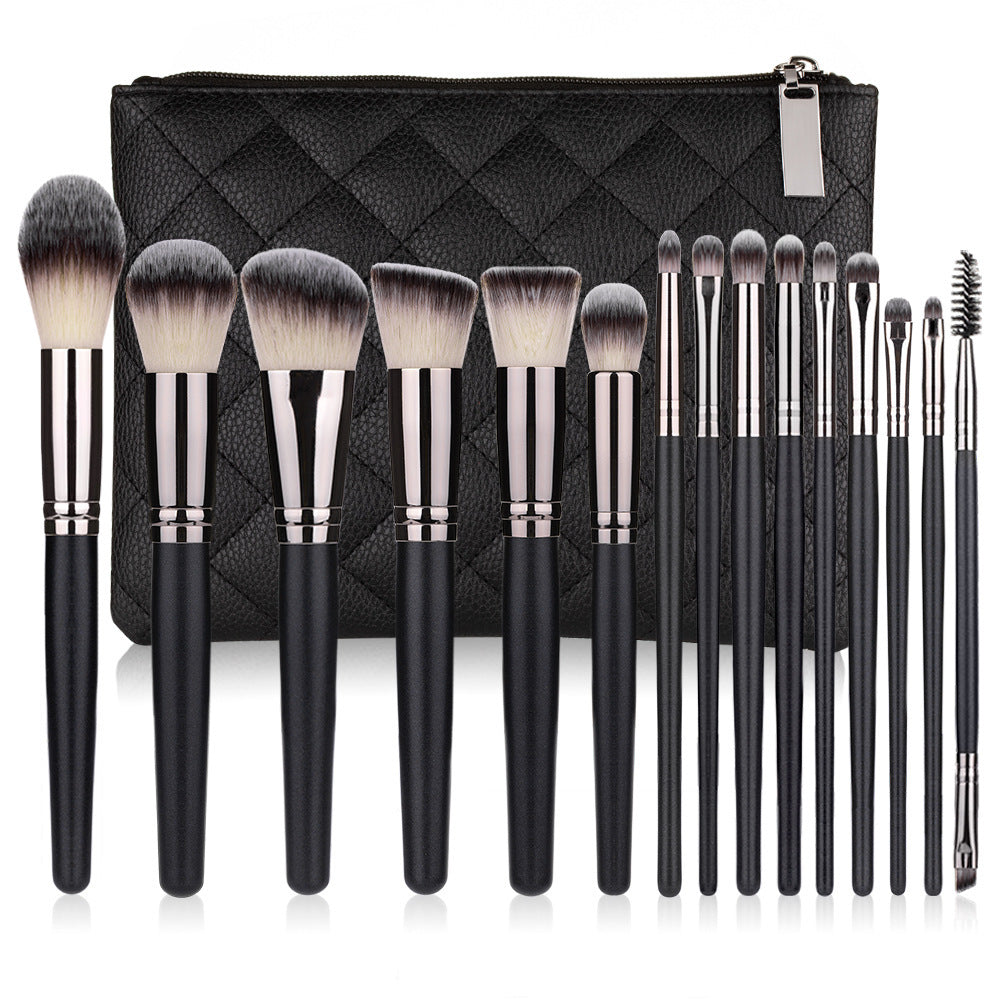 Matte Black 15 Makeup Brush Set