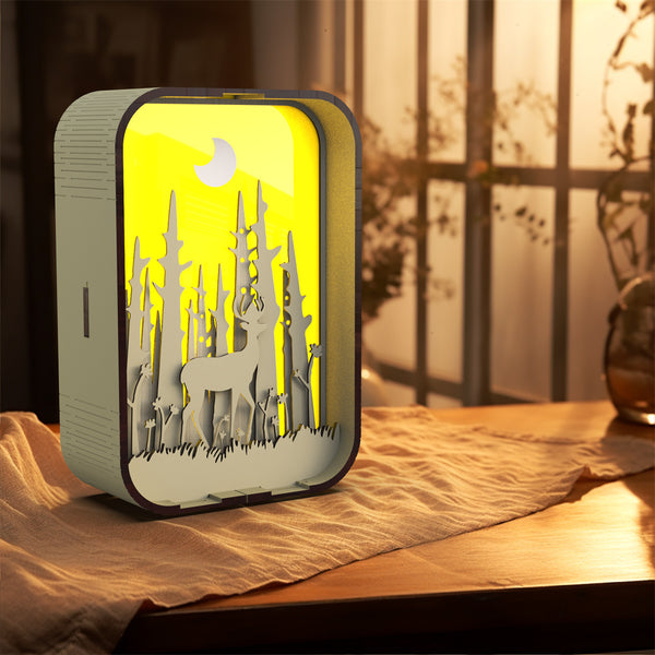 Wood-carved Laser-Engraved Forest Night Light