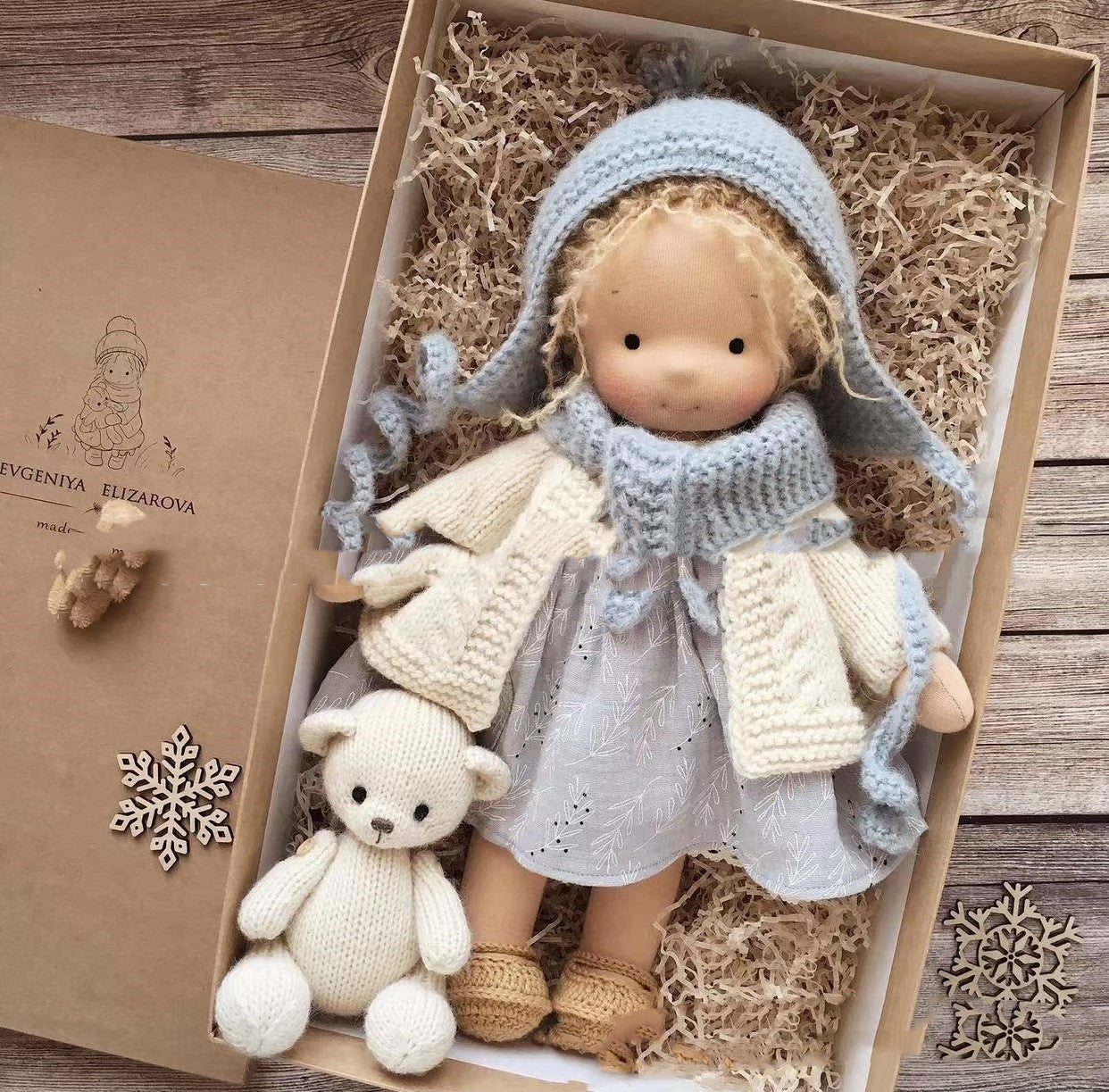 Waldorf Handmade Plush Doll With Curly Hair Girl