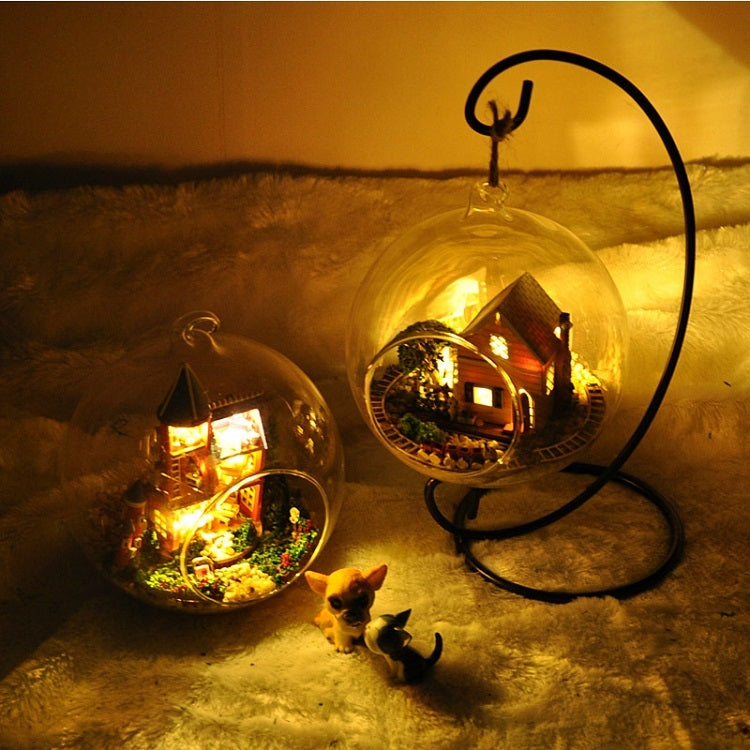 DIY Glass Ball Cover Mini Cabin in Forest Hanging Decoration