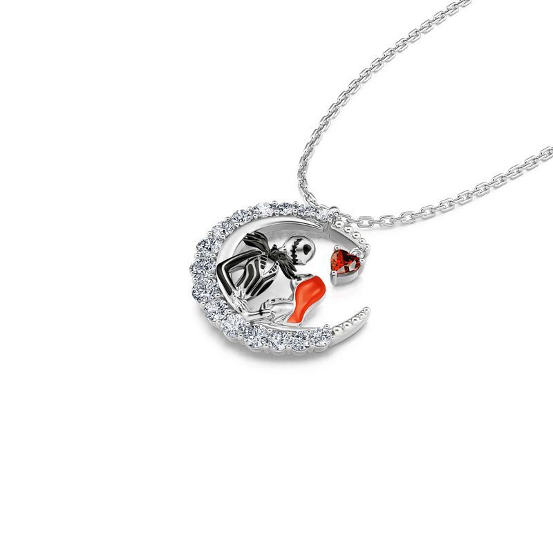 Nightmare Before Christmas Jack & Sally Moon Necklace