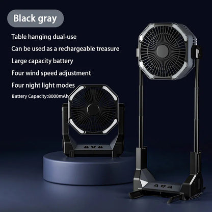 Outdoor Camping Fan Lighting Camping Tent Desktop Fishing Portable Folding Telescopic Charging