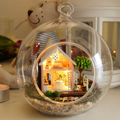 DIY Glass Ball Cover Mini Cabin in Forest Hanging Decoration