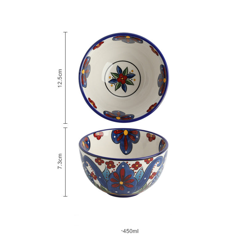 New Bohemian Hand-painted Household Ceramic Bowl