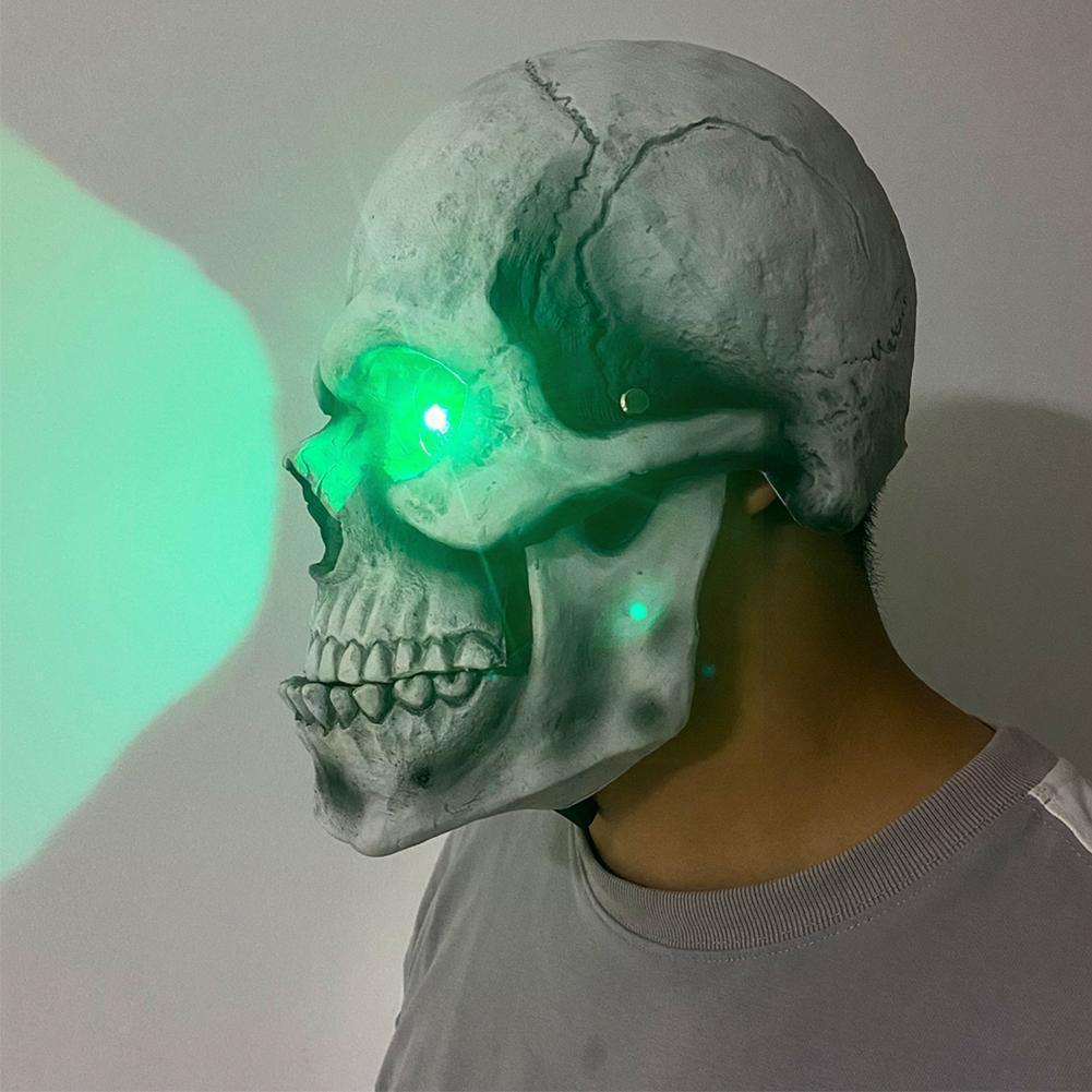 LED Halloween Skull Movable Mouth Latex Mask