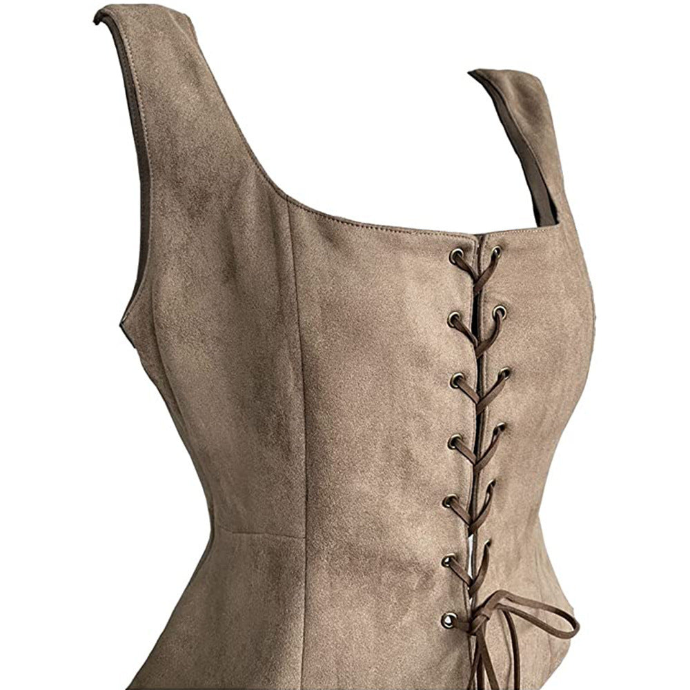 Woman's Suede Viking Vest Halloween Costume