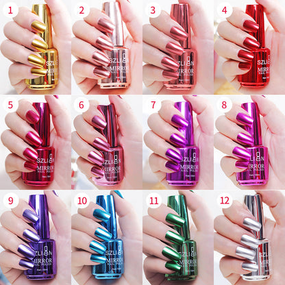 Mirror silver nail polish metal color stainless steel