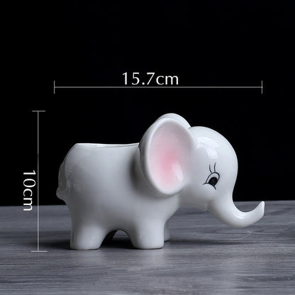 Elephant ceramic flowerpot