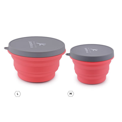 Outdoor Portable Instant Noodles Travel Wild Cutlery Set Silicone Folding Bowl