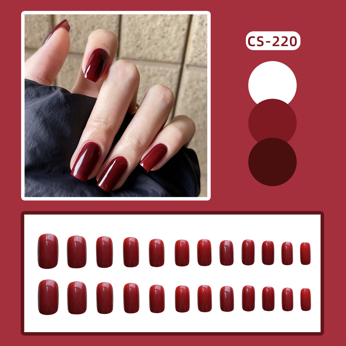 Jelly Red Fake Nails Wear Finished Product - JDrop.Shop