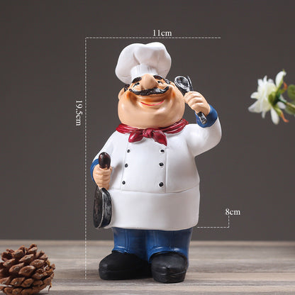 Resin Chef Restaurant Chef Statue Home Kitchen Ornament Figurine Table Decor Welcome