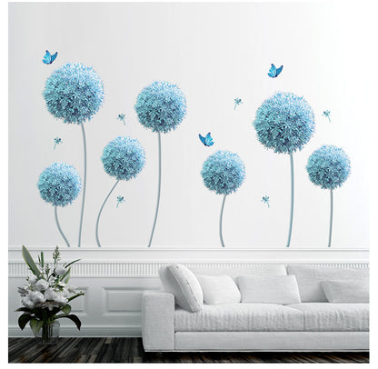 Creative Self-Adhesive 3D Blue Flower Wall Stickers Home Background Wall Decor Living Room Decoration Bedroom Decor Stickers