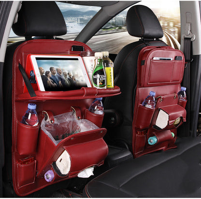 Car Waterproof PU Leather Multifunction Seat Hanging Organizer and Tray