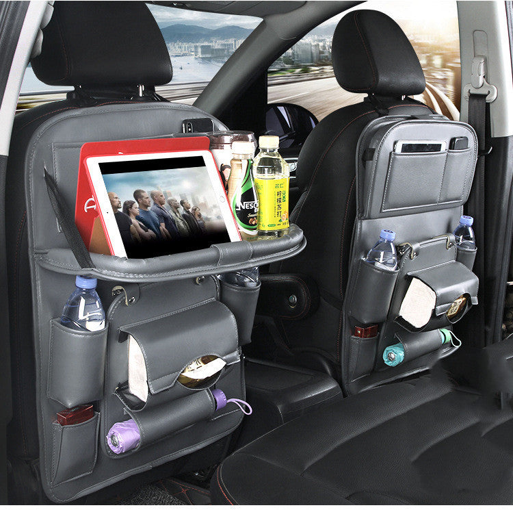 Car Waterproof PU Leather Multifunction Seat Hanging Organizer and Tray