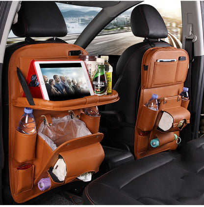 Car Waterproof PU Leather Multifunction Seat Hanging Organizer and Tray