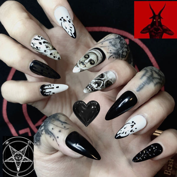 Dark Punk Skull Wear Manicure Fake Nails - JDrop.Shop