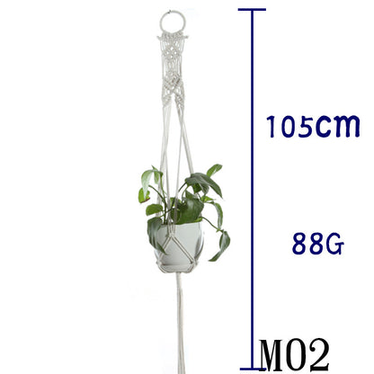 Flower Pot Net Bag Beige Cotton Rope Indoor Plant Hanger Hanging Basket Sling