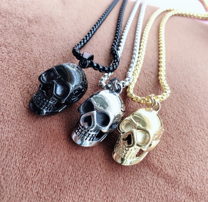 Punk Titanium Halloween Skull Necklace