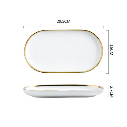 Silver Light Luxury Ceramic Dinnerware With Gold Edge And Silver Edge