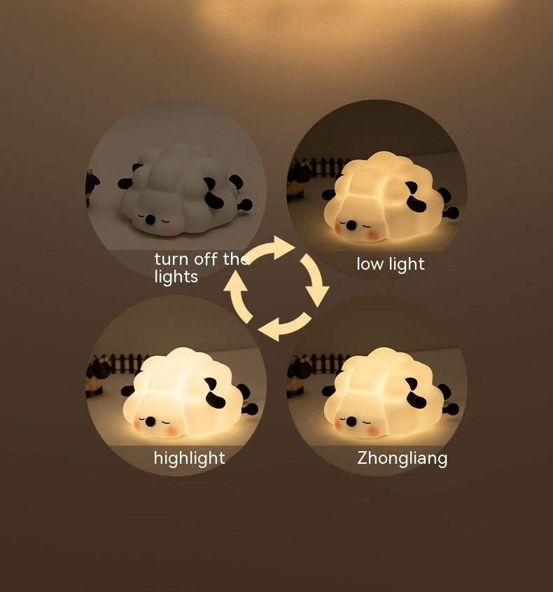 Cute Silicone Sleeping Sheep Rabbit and Panda LED Night Lights Rechargeable Timing Dimming