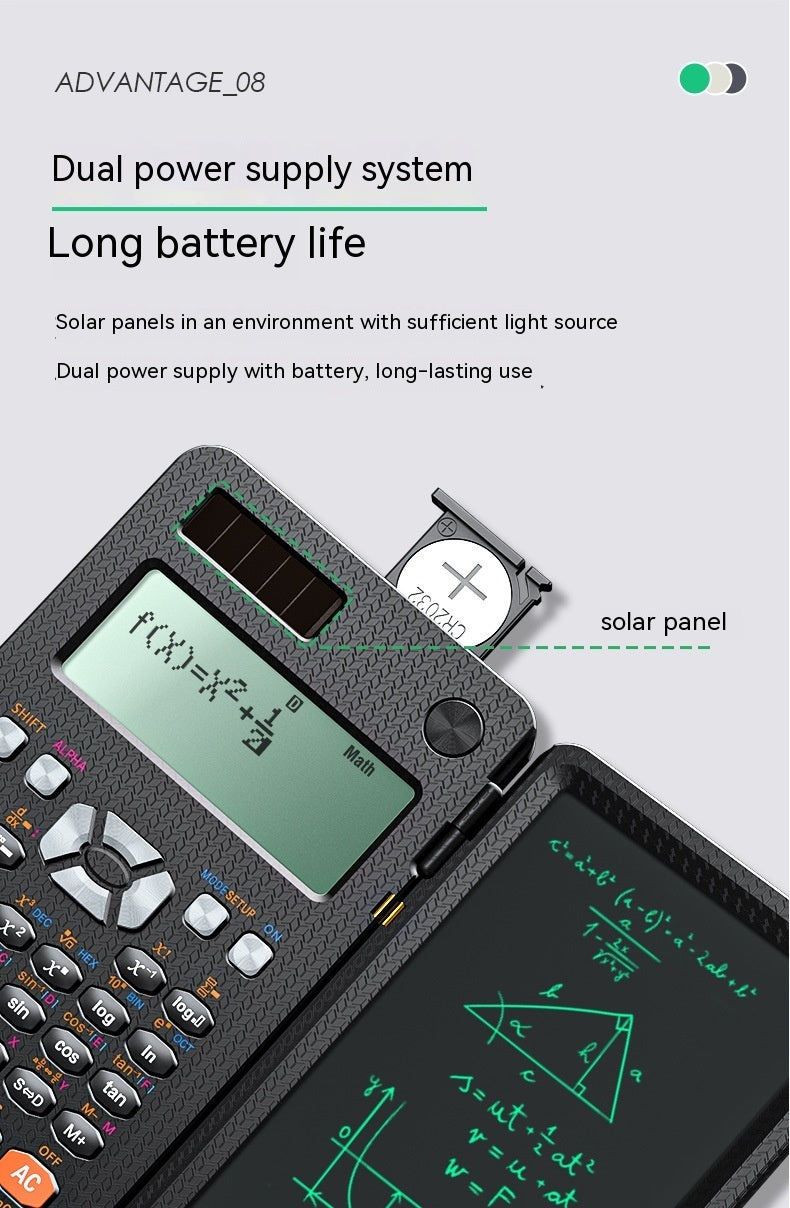 2 In 1 Foldable Scientific Calculator with Handwriting Tablet and Learning Function