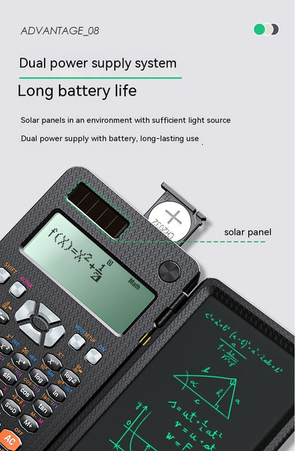 2 In 1 Foldable Scientific Calculator with Handwriting Tablet and Learning Function