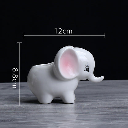 Elephant ceramic flowerpot