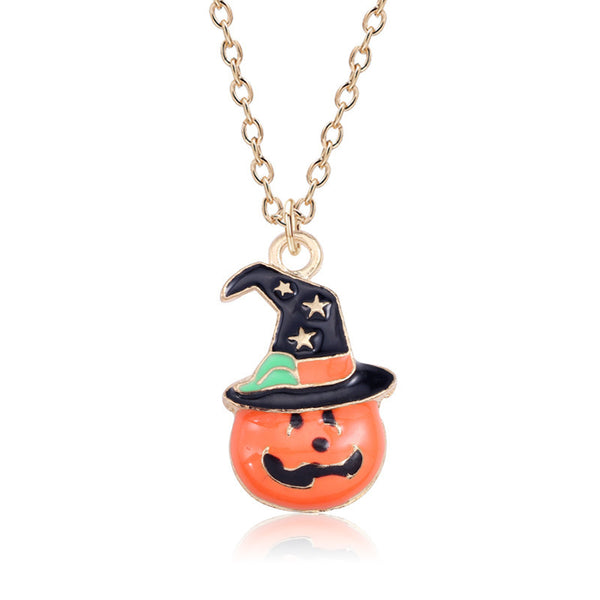 Halloween Pumpkin Cat Necklace