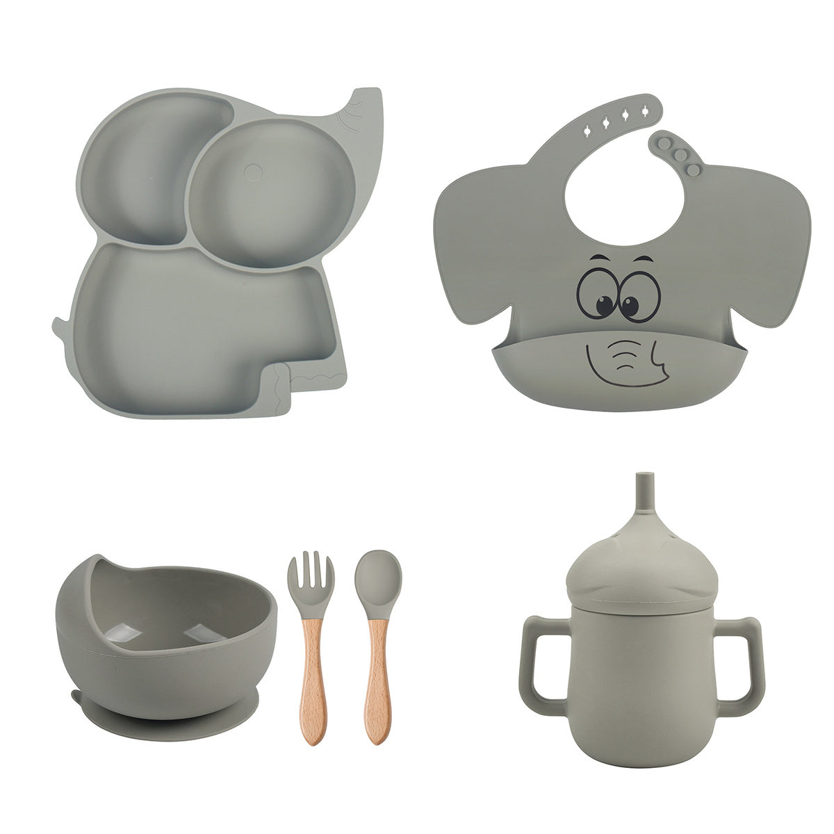 Children's Elephant Silicone Tableware Set