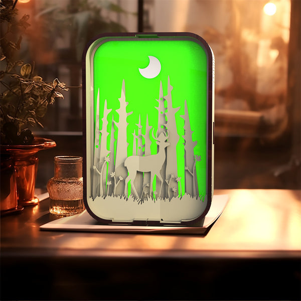 Wood-carved Laser-Engraved Forest Night Light