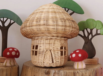 Handmade Rattan Woven Mushroom House Ornaments