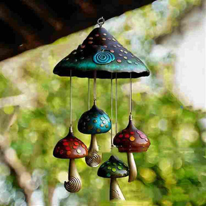 Mushroom Wind Chimes Colorful Handmade Resin Art Decoration