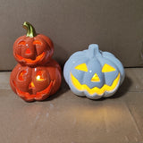 Halloween Luminous Skull Ceramic Pumpkin Lamp