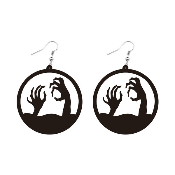 Round Acrylic Halloween Earrings