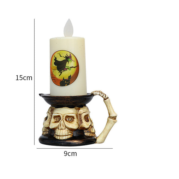 Halloween Skull Witch Decorative Candle Holder