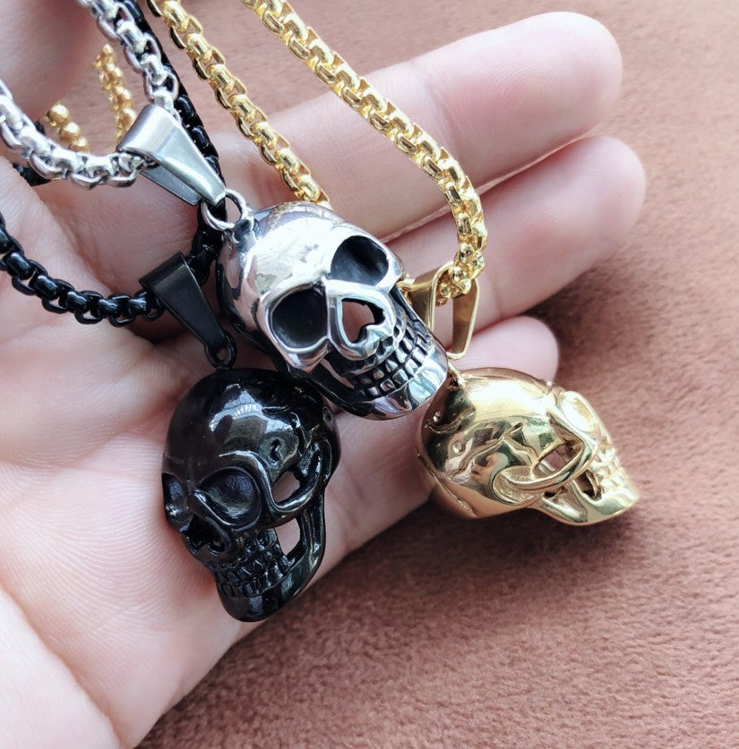 Punk Titanium Halloween Skull Necklace