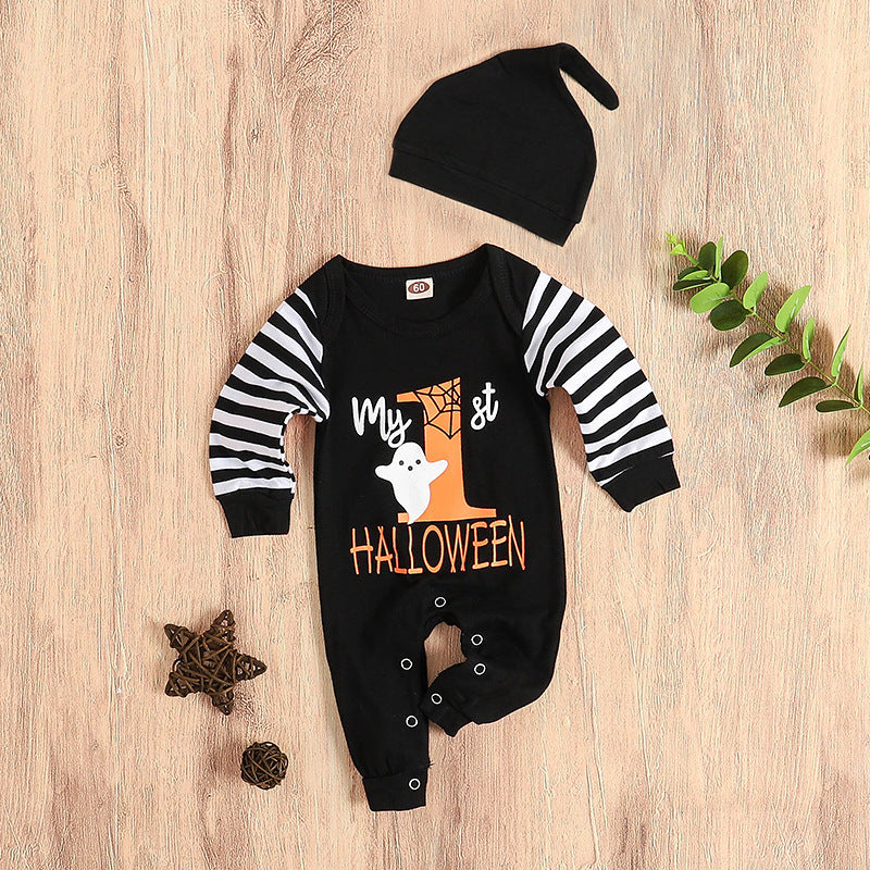 Halloween Long-Sleeved Striped Onesie