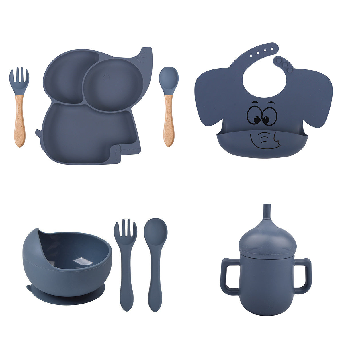 Children's Elephant Silicone Tableware Set