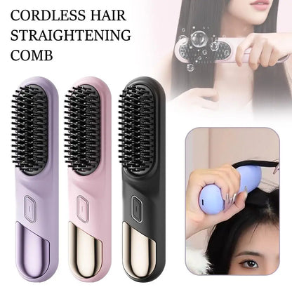 Wet Dry Hair Straightener Cordless Hair Straightener Brush With Fast Heating Negative Ions