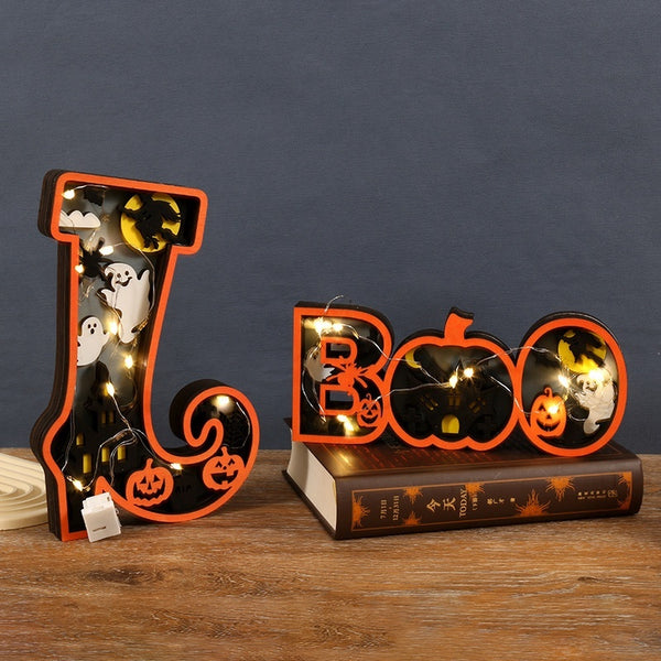 Halloween Ghost LED Wooden Decoration