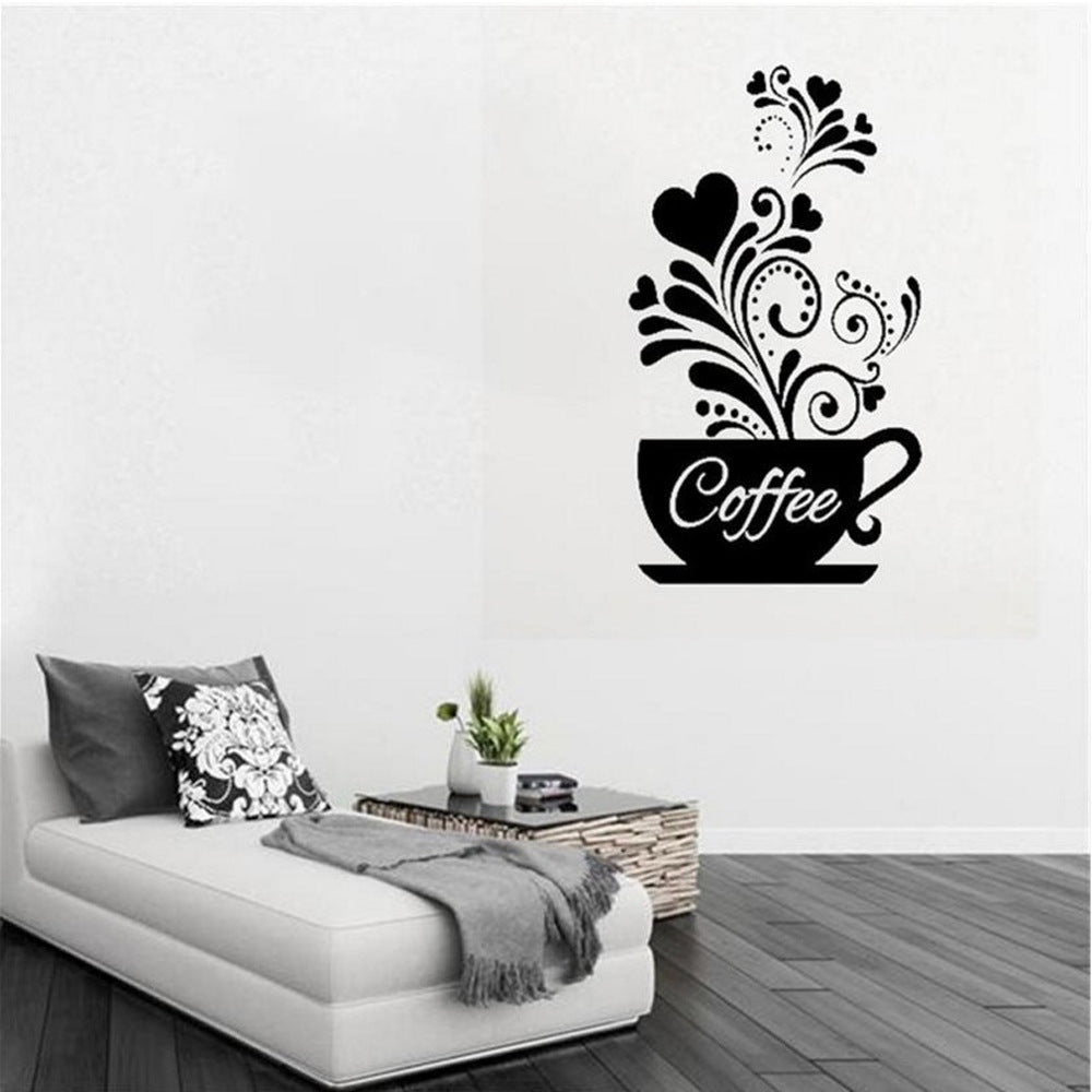 Flower Cane Coffee Cup Kitchen Creative Wall Sticker