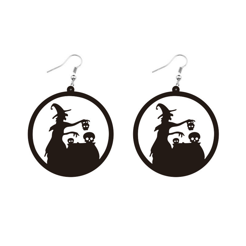 Round Acrylic Halloween Earrings