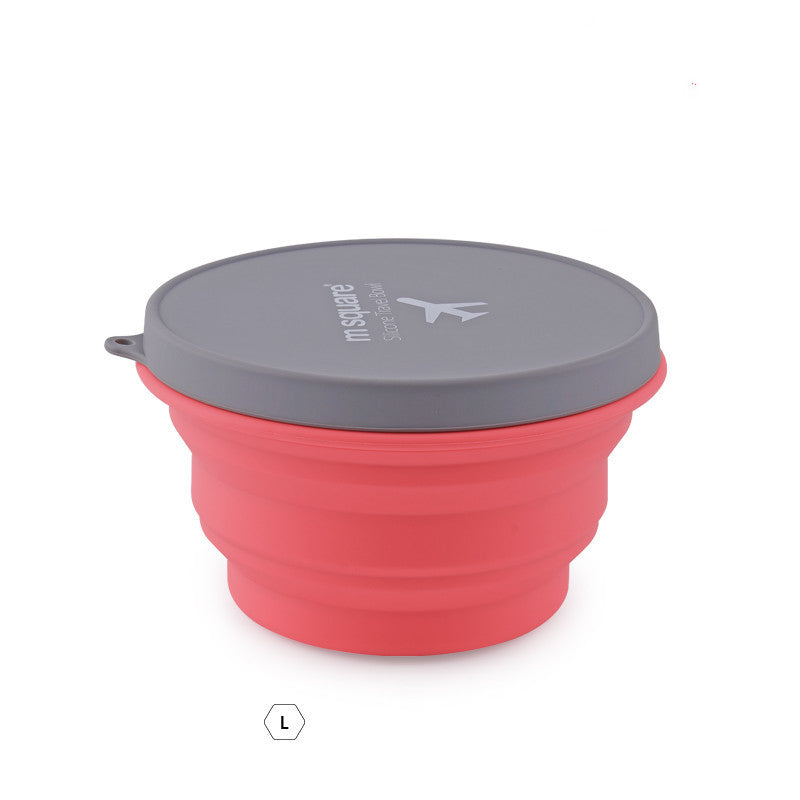 Outdoor Portable Instant Noodles Travel Wild Cutlery Set Silicone Folding Bowl