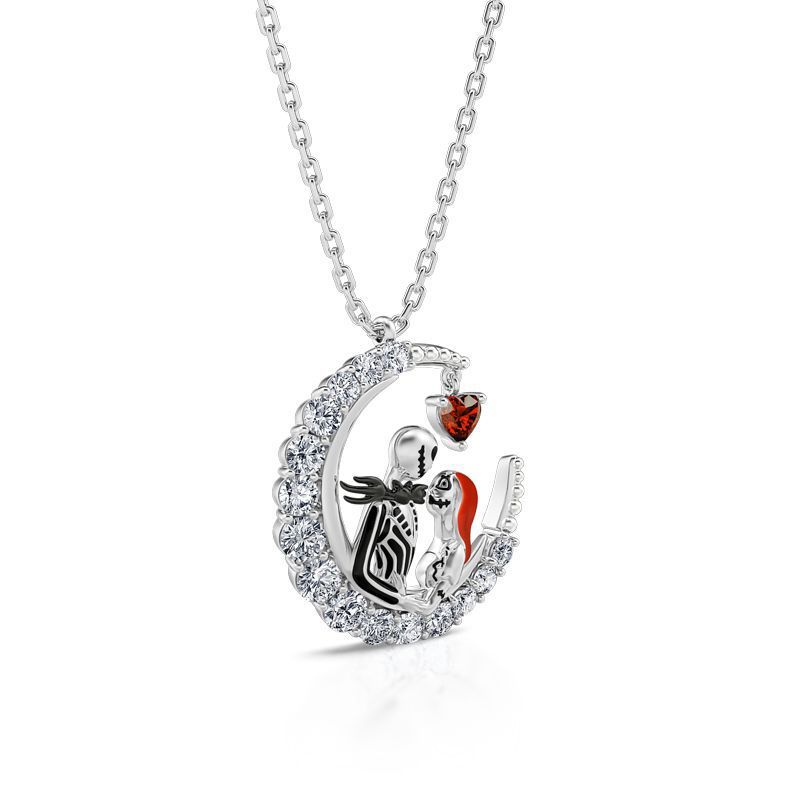 Nightmare Before Christmas Jack & Sally Moon Necklace