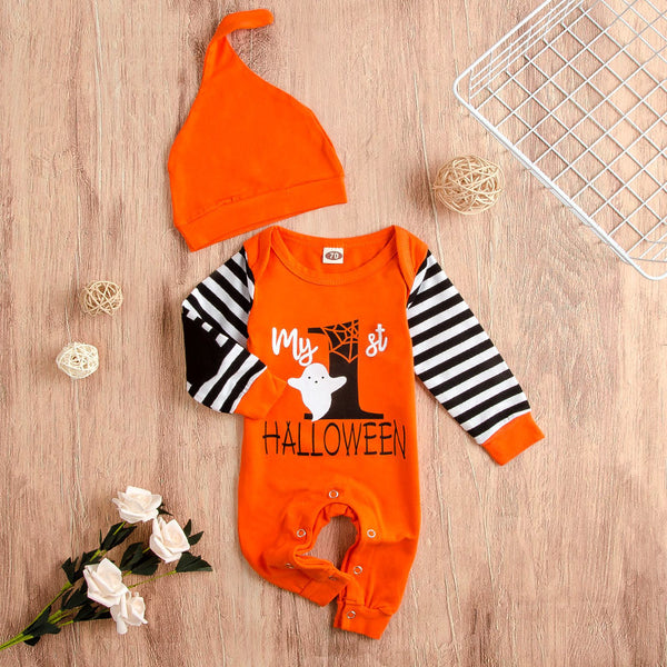 Halloween Long-Sleeved Striped Onesie