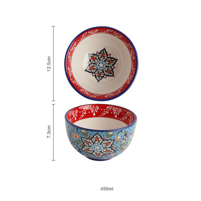 New Bohemian Hand-painted Household Ceramic Bowl