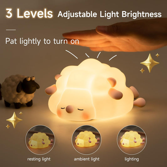 Cute Silicone Sleeping Sheep Rabbit and Panda LED Night Lights Rechargeable Timing Dimming