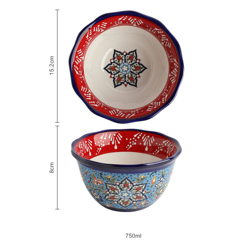 New Bohemian Hand-painted Household Ceramic Bowl