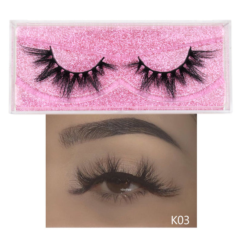 High Quality False Eyelashes with Pink Glitter Box