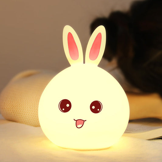 Cute Rabbit Night Light Touch Sensor Silicone LED Colorful Lights